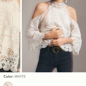 FARM Rio White Guipure Blouse